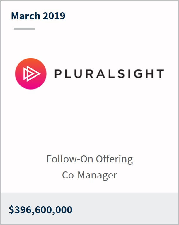 March 2019 Pluralsight $396,600,000 follow-on offering co-manager