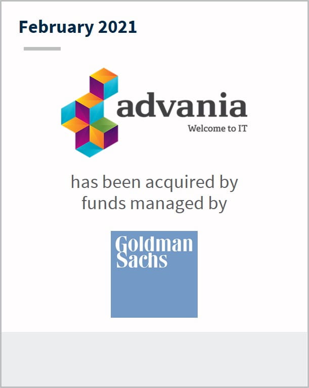 February 2021 Advania has been acquired by funds managed by Goldman Sachs